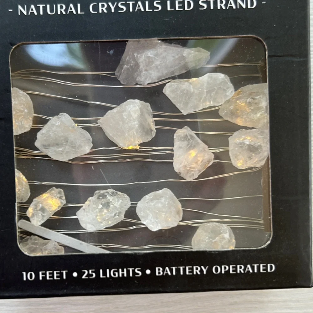 New Genuine White Amethyst Crystal String Lights Flexible Silver Wire 10 feet